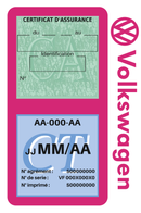 Porte Vignette Assurance Pare Brise Voiture Pour Volkswagen | Double Étui Pochette Adhésive Autocollant Sticker Rose