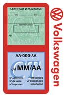 Porte Vignette Assurance Pare Brise Voiture Pour Volkswagen | Double Étui Pochette Adhésive Autocollant Sticker Rouge
