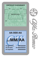 Porte Vignette Assurance Pare Brise Voiture Pour Alfa Romeo | Double Étui Pochette Adhésive Autocollant Sticker Gris