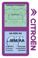 Porte Vignette Assurance Pare Brise Voiture Pour Citroën | Double Étui Pochette Adhésive Autocollant Sticker Mauve