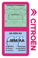 Porte Vignette Assurance Pare Brise Voiture Pour Citroën | Double Étui Pochette Adhésive Autocollant Sticker Rose
