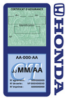 Porte Vignette Assurance Pare Brise Voiture Pour Honda | Double Étui Pochette Adhésive Autocollant Sticker Bleu