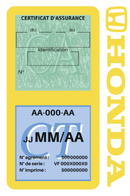 Porte Vignette Assurance Pare Brise Voiture Pour Honda | Double Étui Pochette Adhésive Autocollant Sticker Jaune