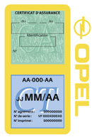 Porte Vignette Assurance Pare Brise Voiture Pour Opel | Double Étui Pochette Adhésive Autocollant Sticker Jaune