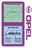 Porte Vignette Assurance Pare Brise Voiture Pour Opel | Double Étui Pochette Adhésive Autocollant Sticker Mauve