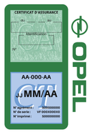 Porte Vignette Assurance Pare Brise Voiture Pour Opel | Double Étui Pochette Adhésive Autocollant Sticker Vert