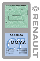 Porte Vignette Assurance Pare Brise Voiture Pour Renault | Double Étui Pochette Adhésive Autocollant Sticker Gris