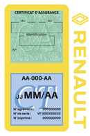 Porte Vignette Assurance Pare Brise Voiture Pour Renault | Double Étui Pochette Adhésive Autocollant Sticker Jaune