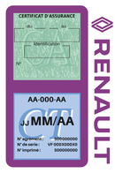 Porte Vignette Assurance Pare Brise Voiture Pour Renault | Double Étui Pochette Adhésive Autocollant Sticker Mauve