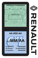 Porte Vignette Assurance Pare Brise Voiture Pour Renault | Double Étui Pochette Adhésive Autocollant Sticker Noir