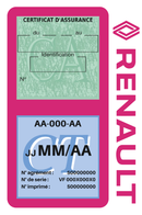 Porte Vignette Assurance Pare Brise Voiture Pour Renault | Double Étui Pochette Adhésive Autocollant Sticker Rose