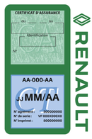 Porte Vignette Assurance Pare Brise Voiture Pour Renault | Double Étui Pochette Adhésive Autocollant Sticker Vert