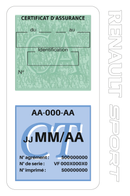 Porte Vignette Assurance Pare Brise Voiture Pour Renault Sport | Double Étui Pochette Adhésive Autocollant Sticker Blanc