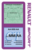 Porte Vignette Assurance Pare Brise Voiture Pour Renault Sport | Double Étui Pochette Adhésive Autocollant Sticker Mauve