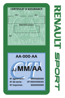 Porte Vignette Assurance Pare Brise Voiture Pour Renault Sport | Double Étui Pochette Adhésive Autocollant Sticker Vert