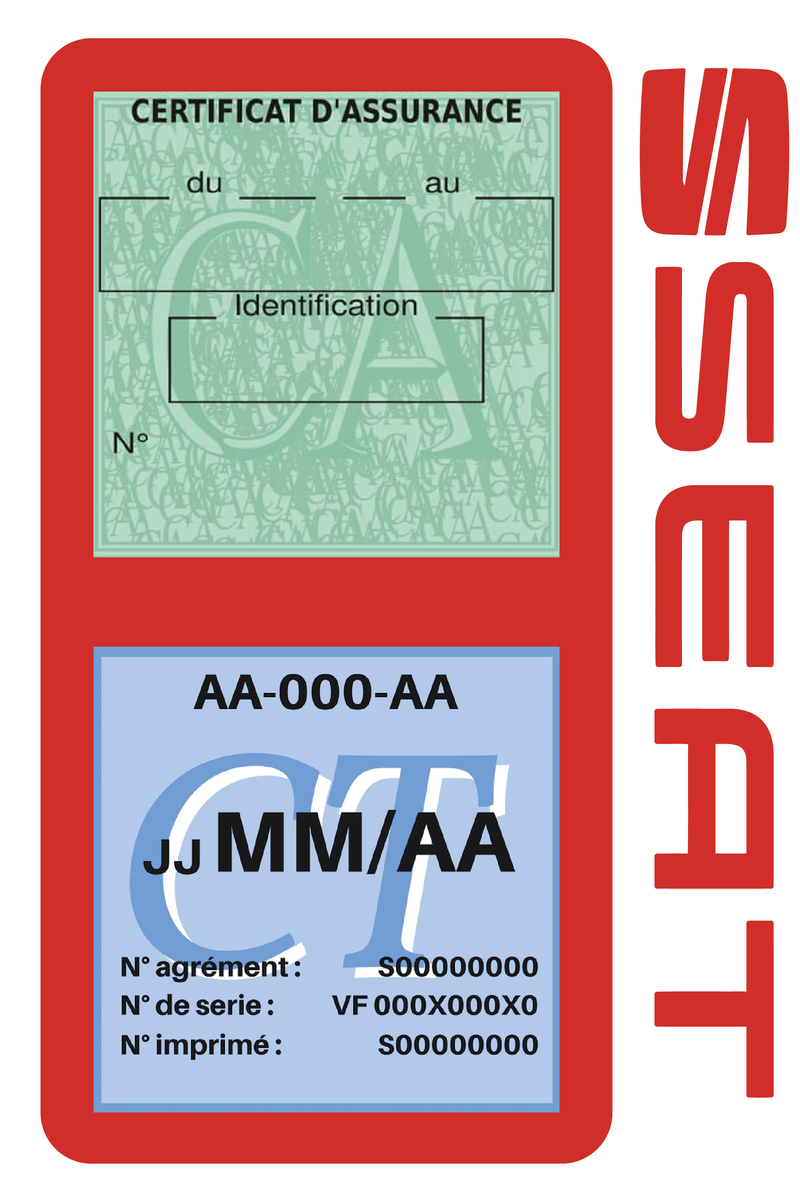 Porte Vignette Assurance Pare Brise Voiture Pour Seat | Double Étui Pochette Adhésive Autocollant Sticker Rouge