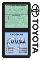 Porte Vignette Assurance Pare Brise Voiture Pour Toyota | Double Étui Pochette Adhésive Autocollant Sticker Noir