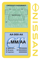 Porte Vignette Assurance Pare Brise Voiture Pour Nissan | Double Étui Pochette Adhésive Autocollant Sticker Jaune