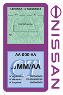 Porte Vignette Assurance Pare Brise Voiture Pour Nissan | Double Étui Pochette Adhésive Autocollant Sticker Mauve