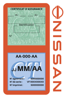 Porte Vignette Assurance Pare Brise Voiture Pour Nissan | Double Étui Pochette Adhésive Autocollant Sticker Orange