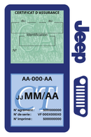 Porte Vignette Assurance Pare Brise Voiture Pour Jeep | Double Étui Pochette Adhésive Autocollant Sticker Bleu