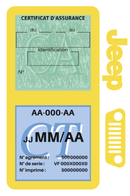 Porte Vignette Assurance Pare Brise Voiture Pour Jeep | Double Étui Pochette Adhésive Autocollant Sticker Jaune