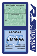 Porte Vignette Assurance Pare Brise Voiture Pour RS Renault Sport | Double Étui Pochette Adhésive Autocollant Sticker Bleu
