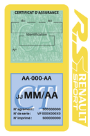 Porte Vignette Assurance Pare Brise Voiture Pour RS Renault Sport | Double Étui Pochette Adhésive Autocollant Sticker Jaune