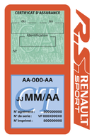 Porte Vignette Assurance Pare Brise Voiture Pour RS Renault Sport | Double Étui Pochette Adhésive Autocollant Sticker Orange