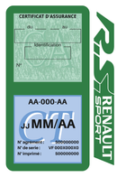 Porte Vignette Assurance Pare Brise Voiture Pour RS Renault Sport | Double Étui Pochette Adhésive Autocollant Sticker Vert