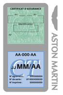Porte Vignette Assurance Pare Brise Voiture Pour Aston Martin | Double Étui Pochette Adhésive Autocollant Sticker Gris