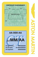 Porte Vignette Assurance Pare Brise Voiture Pour Aston Martin | Double Étui Pochette Adhésive Autocollant Sticker Jaune
