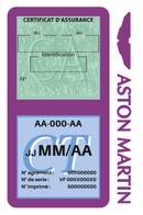 Porte Vignette Assurance Pare Brise Voiture Pour Aston Martin | Double Étui Pochette Adhésive Autocollant Sticker Mauve