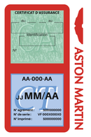 Porte Vignette Assurance Pare Brise Voiture Pour Aston Martin | Double Étui Pochette Adhésive Autocollant Sticker Rouge