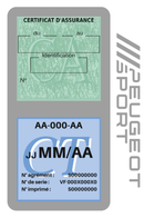 Porte Vignette Assurance Pare Brise Voiture Pour Peugeot Sport | Double Étui Pochette Adhésive Autocollant Sticker Gris