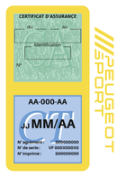 Porte Vignette Assurance Pare Brise Voiture Pour Peugeot Sport | Double Étui Pochette Adhésive Autocollant Sticker Jaune
