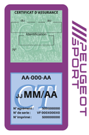 Porte Vignette Assurance Pare Brise Voiture Pour Peugeot Sport | Double Étui Pochette Adhésive Autocollant Sticker Mauve