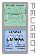 Porte Vignette Assurance Pare Brise Voiture Pour Peugeot | Double Étui Pochette Adhésive Autocollant Sticker Gris