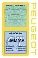 Porte Vignette Assurance Pare Brise Voiture Pour Peugeot | Double Étui Pochette Adhésive Autocollant Sticker Jaune