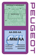 Porte Vignette Assurance Pare Brise Voiture Pour Peugeot | Double Étui Pochette Adhésive Autocollant Sticker Mauve