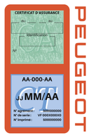 Porte Vignette Assurance Pare Brise Voiture Pour Peugeot | Double Étui Pochette Adhésive Autocollant Sticker Orange