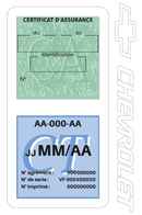Porte Vignette Assurance Pare Brise Voiture Pour Chevrolet | Double Étui Pochette Adhésive Autocollant Sticker Blanc