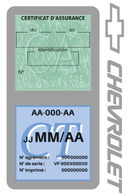 Porte Vignette Assurance Pare Brise Voiture Pour Chevrolet | Double Étui Pochette Adhésive Autocollant Sticker Gris