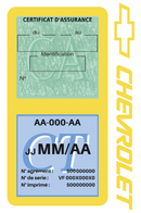 Porte Vignette Assurance Pare Brise Voiture Pour Chevrolet | Double Étui Pochette Adhésive Autocollant Sticker Jaune