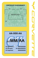 Porte Vignette Assurance Pare Brise Voiture Pour Corvette | Double Étui Pochette Adhésive Autocollant Sticker Jaune