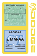Porte Vignette Assurance Pare Brise Voiture Pour Dodge | Double Étui Pochette Adhésive Autocollant Sticker Jaune