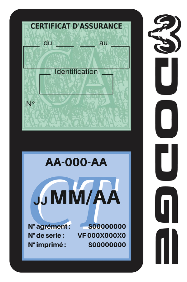 Porte Vignette Assurance Pare Brise Voiture Pour Dodge | Double Étui Pochette Adhésive Autocollant Sticker Noir