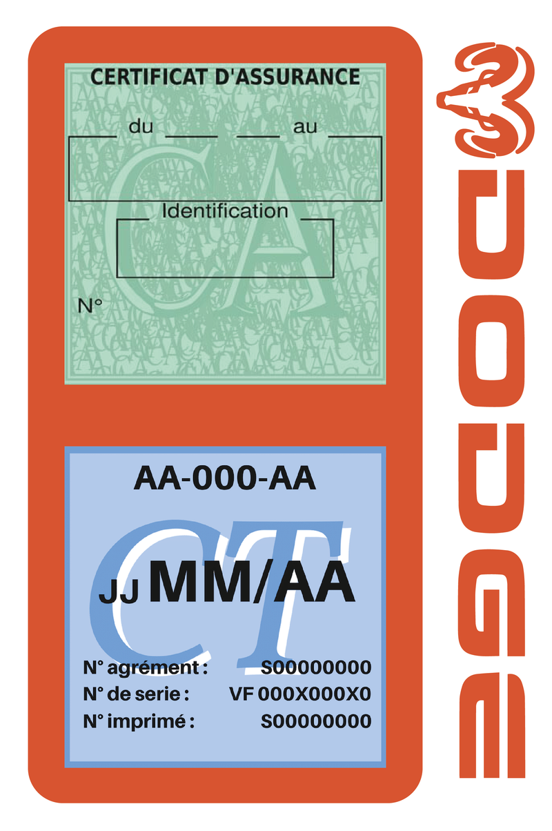 Porte Vignette Assurance Pare Brise Voiture Pour Dodge | Double Étui Pochette Adhésive Autocollant Sticker Orange