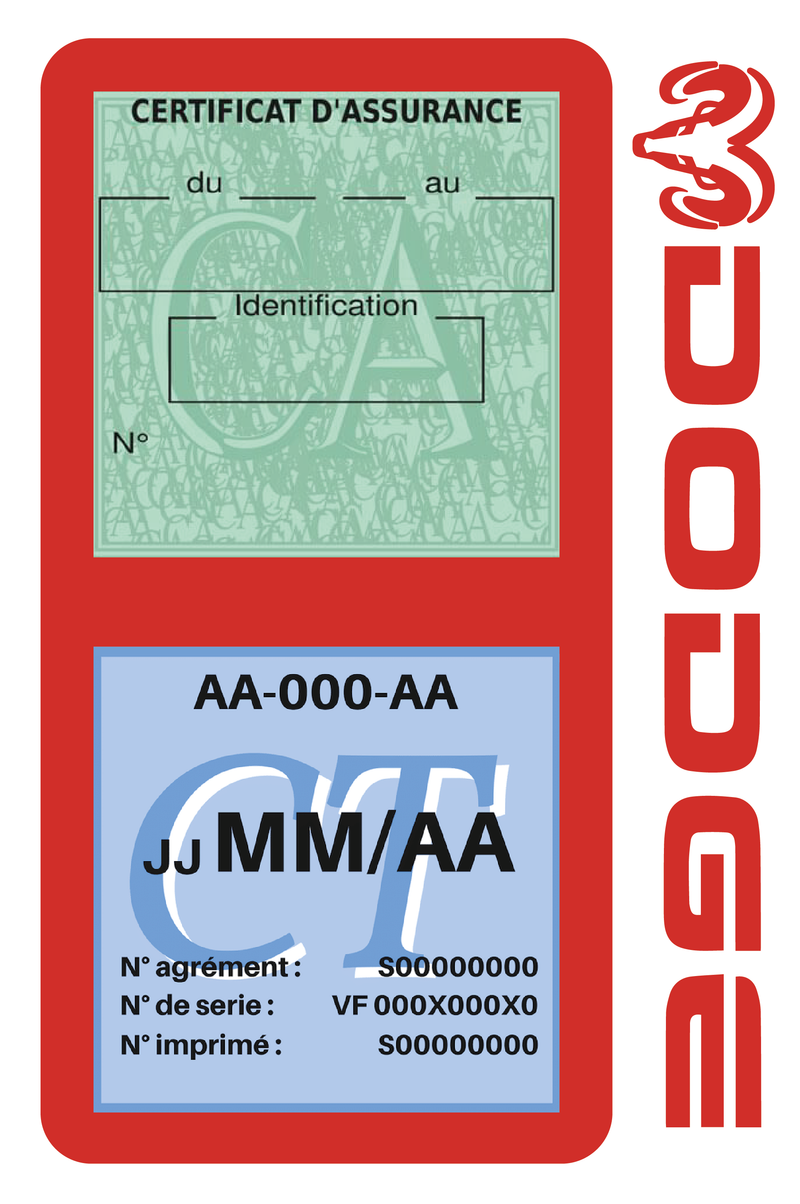 Porte Vignette Assurance Pare Brise Voiture Pour Dodge | Double Étui Pochette Adhésive Autocollant Sticker Rouge