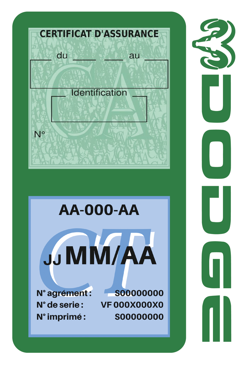 Porte Vignette Assurance Pare Brise Voiture Pour Dodge | Double Étui Pochette Adhésive Autocollant Sticker Vert